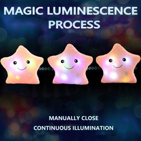 img 2 attached to 🌟 Twinkle Star Shaped Plush Pillow: LED Night Light Glowing Cushion for Kids - Pink