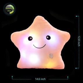 img 1 attached to 🌟 Twinkle Star Shaped Plush Pillow: LED Night Light Glowing Cushion for Kids - Pink