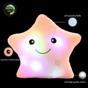 img 3 attached to 🌟 Twinkle Star Shaped Plush Pillow: LED Night Light Glowing Cushion for Kids - Pink