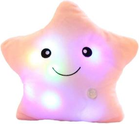 img 4 attached to 🌟 Twinkle Star Shaped Plush Pillow: LED Night Light Glowing Cushion for Kids - Pink