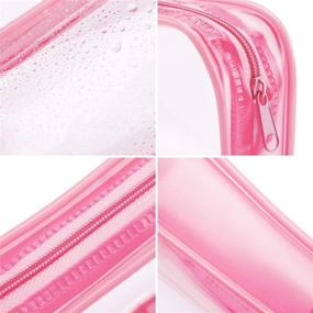 img 1 attached to 🖊️ Tatuo 4-Pack Clear PVC Zipper Pen Pencil Case Set, Large Capacity Pencil Bag Makeup Pouch in Pink - Ideal for Organizing School Supplies and Cosmetics