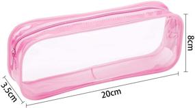 img 3 attached to 🖊️ Tatuo 4-Pack Clear PVC Zipper Pen Pencil Case Set, Large Capacity Pencil Bag Makeup Pouch in Pink - Ideal for Organizing School Supplies and Cosmetics