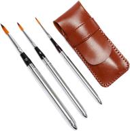 🖌️ 3pcs travel watercolor brushes, round extra long synthetic sable pocket paint brushes with protective case handle, ideal for watercolor, acrylics, gouache, ink logo