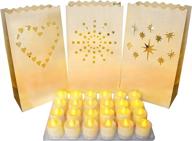 🏮 led luminary bags with tea light candles (24 pack) - decorative candle bags 26.5 x 15 cm, ideal for birthday, halloween, street party, wedding, evening indoor and outdoor decorations логотип