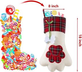 img 3 attached to 🧦 Habibee Christmas Stockings Set - 18 Inches Large Size, Buffalo Plaid Plush Dog Stockings for Room Decor, Cat & Dog Paw Design Christmas Decoration - Pack of 2
