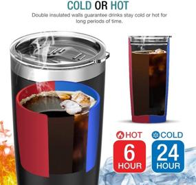 img 3 attached to JURO Tumbler - 20 oz Stainless Steel Vacuum Insulated Travel Mug with Lid and Straw - Double 🥤 Wall Water Coffee Cup for Home, Office, Kitchen & Outdoor - Great for Ice Drinks and Hot Beverages - Black