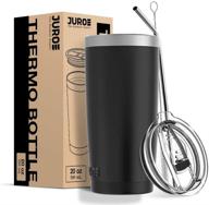 juro tumbler - 20 oz stainless steel vacuum insulated travel mug with lid and straw - double 🥤 wall water coffee cup for home, office, kitchen & outdoor - great for ice drinks and hot beverages - black logo