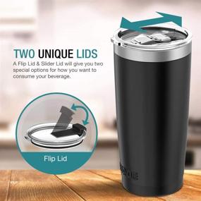 img 2 attached to JURO Tumbler - 20 oz Stainless Steel Vacuum Insulated Travel Mug with Lid and Straw - Double 🥤 Wall Water Coffee Cup for Home, Office, Kitchen & Outdoor - Great for Ice Drinks and Hot Beverages - Black