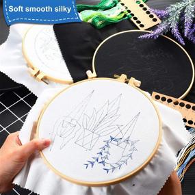 img 1 attached to 🌼 Beginner's Embroidery Kit - Set of 4, Includes Stamped Embroidery Cloth with Flower Sunset and Plant Patterns, Embroidery Hoop, Sewing Needle, Colorful Embroidery Floss, and Detailed Instructions for DIY Sewing Enthusiasts