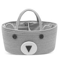 👶 conthfut baby diaper caddy organizer: stylish cotton canvas nursery storage bin & car tote bag logo