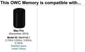 img 1 attached to OWC 16GB (2 X 8GB) PC14900 DDR3 ECC-R 1866MHz DIMMs Memory Compatible With Mac Pro Late 2013 Models