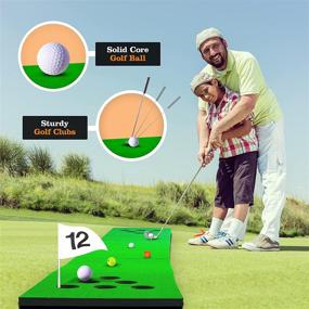 img 3 attached to ⛳ Brakefly Portable Indoor & Outdoor Golf Game - Fun Family Entertainment Set with Two Golf Clubs, 16 Golf Balls, Six Pockets, Green Mat, and Rails - Perfect Gift for Toddlers, Boys, and Girls