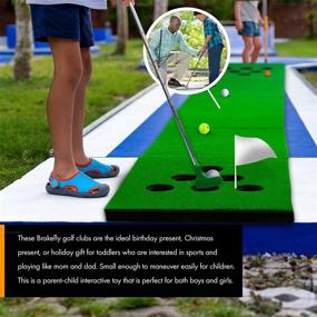 img 1 attached to ⛳ Brakefly Portable Indoor & Outdoor Golf Game - Fun Family Entertainment Set with Two Golf Clubs, 16 Golf Balls, Six Pockets, Green Mat, and Rails - Perfect Gift for Toddlers, Boys, and Girls