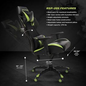 img 2 attached to Green Respawn 205 Racing Style Gaming Chair (RSP-205-GRN) - Enhanced for SEO