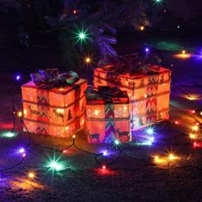 img 2 attached to 🎁 Lighted Gift Boxed Christmas Decorations - Set of 3 Present Ornament Boxes with Pre-lit Fairy Lights, Battery Operated Light Up Gift Box for Indoor Outdoor Xmas Tree Party Holiday Decor by Gresonic