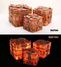 img 1 attached to 🎁 Lighted Gift Boxed Christmas Decorations - Set of 3 Present Ornament Boxes with Pre-lit Fairy Lights, Battery Operated Light Up Gift Box for Indoor Outdoor Xmas Tree Party Holiday Decor by Gresonic