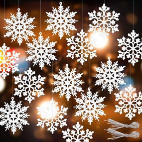 img 4 attached to ❄️ Enhance Your Winter Wonderland: RECUTMS 40Pcs White Snowflake Hanging Decorations for Christmas Holiday and New Year Party Home Décor