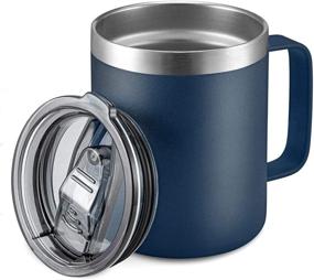 img 4 attached to 12oz Stainless Steel Insulated Coffee Mug with Handle - Double Wall Vacuum Travel Tumbler Cup in Navy