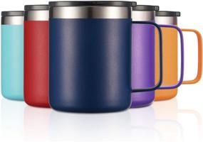 img 3 attached to 12oz Stainless Steel Insulated Coffee Mug with Handle - Double Wall Vacuum Travel Tumbler Cup in Navy