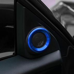 img 1 attached to CKE Civic Aluminum Alloy Interior Door Audio Speaker Ring Cover Trim For 10Th Gen Honda Civic 2021 2020 2019 2018 2017 2016-Blue