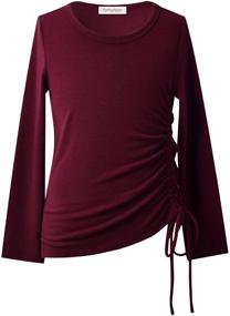 img 4 attached to Burgundy Drawstring Blouse: Trendy Girls' Clothing for Tops & Blouses