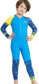 img 4 attached to 🩲 Ultimate Protection: Boys' Clothing and Swimwear with Sleeves, Wetsuit Swimsuit Combo