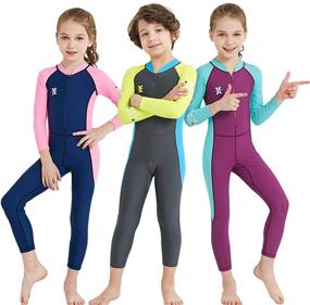 img 1 attached to 🩲 Ultimate Protection: Boys' Clothing and Swimwear with Sleeves, Wetsuit Swimsuit Combo