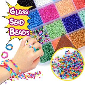 img 2 attached to 🎨 FunzBo Beads Jewelry Making Kit: Pony Seed & Alphabet Letter Beads for Bracelets - Craft & Art Glass Set for DIY Arts and Crafts – Perfect Gift for Girls, Women, and Kids Ages 6-10