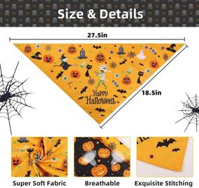 img 2 attached to 🎃 Yicostar Halloween Dog Bandanas: 2 Pack Reversible Pumpkin Triangle Bibs for Dogs and Cats