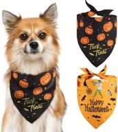 🎃 yicostar halloween dog bandanas: 2 pack reversible pumpkin triangle bibs for dogs and cats логотип