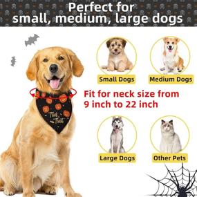 img 1 attached to 🎃 Yicostar Halloween Dog Bandanas: 2 Pack Reversible Pumpkin Triangle Bibs for Dogs and Cats