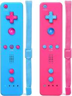 🎮 wii remote controller 2 pack - pink & blue - compatible with nintendo wii - includes wrist strap and case logo