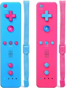 img 4 attached to 🎮 Wii Remote Controller 2 Pack - Pink & Blue - Compatible with Nintendo Wii - Includes Wrist Strap and Case