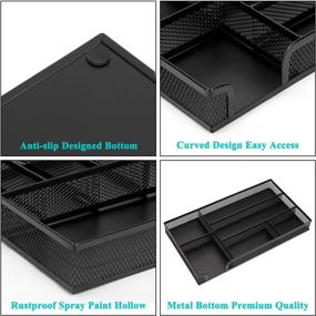 img 2 attached to 🗄️ Metal Mesh Desk Drawer Organizer for Home Office and School - Efficient Office Drawer Organizer, 11.02X 6.10 X 1.38 Inch, Black