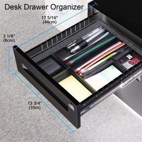 img 3 attached to 🗄️ Metal Mesh Desk Drawer Organizer for Home Office and School - Efficient Office Drawer Organizer, 11.02X 6.10 X 1.38 Inch, Black