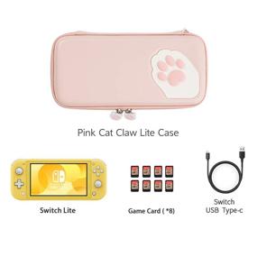 img 1 attached to Geekshare Nintendo Switch Lite Cat Paw Case - Slim Hardshell Travel Carrying Case with Removable Wrist Strap for Switch Lite & Game Accessories - Portable Pink Protection
