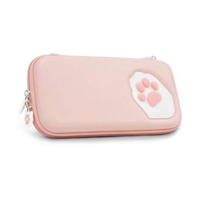 img 4 attached to Geekshare Nintendo Switch Lite Cat Paw Case - Slim Hardshell Travel Carrying Case with Removable Wrist Strap for Switch Lite & Game Accessories - Portable Pink Protection
