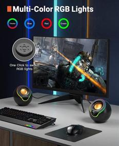 img 2 attached to 🔊 LENRUE RGB Gaming Desktop PC Speakers with Bluetooth 5.0 - USB Powered, 10W Stereo Sound, Enhanced Bass, 3.5mm Headphone Jack - for Computer Laptop Mac (Black)