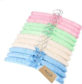 img 1 attached to Tosnail Non-Slip Satin Padded Hangers: Stylish Shirt/Blouse 👚 Collection - Pink, Blue, Green, White (Set of 12)