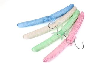 img 3 attached to Tosnail Non-Slip Satin Padded Hangers: Stylish Shirt/Blouse 👚 Collection - Pink, Blue, Green, White (Set of 12)