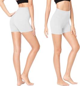 img 3 attached to 🩲 Stay Stylish & Comfy: 4 Pack High Waisted Biker Shorts for Women - Perfect for Yoga, Running & More!