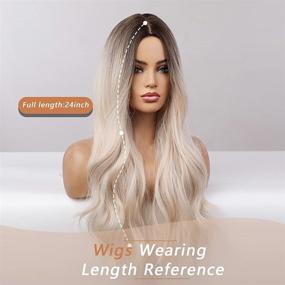 img 1 attached to 👩 FORCUTEU Long Wavy Ombre Blonde Wig for Women - Synthetic Platinum Blonde Curly Wavy Wig | Heat Resistant Hair for Daily & Party Use