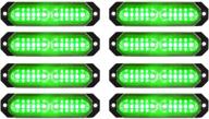 aspl 8pcs sync feature ultra slim 12-led surface mount flashing strobe lights for truck car vehicle led mini grille light head emergency beacon hazard warning lights (green) logo
