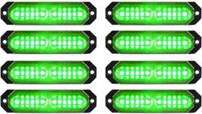 img 4 attached to ASPL 8Pcs Sync Feature Ultra Slim 12-LED Surface Mount Flashing Strobe Lights For Truck Car Vehicle LED Mini Grille Light Head Emergency Beacon Hazard Warning Lights (Green)
