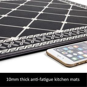 img 2 attached to 🏡 HEBE 2 Piece Non-Skid Kitchen Floor Mats 17&#34;x48&#34;+17&#34;x28&#34; Waterproof Cushioned Comfort Standing Mat Set – Anti-Fatigue Kitchen Runner Mats with Diamond Pattern