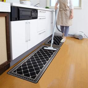 img 3 attached to 🏡 HEBE 2 Piece Non-Skid Kitchen Floor Mats 17&#34;x48&#34;+17&#34;x28&#34; Waterproof Cushioned Comfort Standing Mat Set – Anti-Fatigue Kitchen Runner Mats with Diamond Pattern