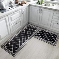 🏡 hebe 2 piece non-skid kitchen floor mats 17&#34;x48&#34;+17&#34;x28&#34; waterproof cushioned comfort standing mat set – anti-fatigue kitchen runner mats with diamond pattern logo