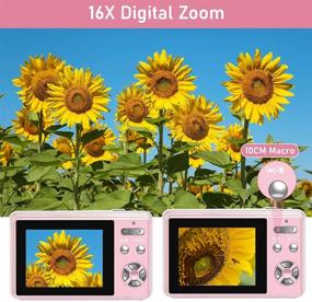img 2 attached to 📷 40MP 1080P Pink Slim Digital Camera with Macro Function, 16X Digital Zoom, Rechargeable Pocket Travel Camera 2.4'' Compact Vintage Blogging Camera