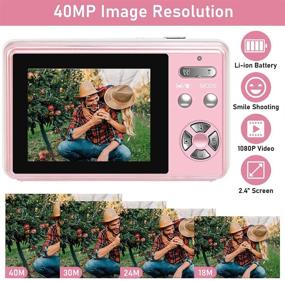 img 3 attached to 📷 40MP 1080P Pink Slim Digital Camera with Macro Function, 16X Digital Zoom, Rechargeable Pocket Travel Camera 2.4'' Compact Vintage Blogging Camera