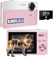 📷 40mp 1080p pink slim digital camera with macro function, 16x digital zoom, rechargeable pocket travel camera 2.4'' compact vintage blogging camera logo